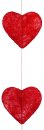 Heart garland 6-fold, flat, wire, sisal     Size: Ø 15cm, 180cm    Color: red