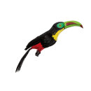 Toucan styrofoam glued with feathers, with fixing wire at...