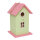 Birdhouse  - Material: wood - Color: green/pink - Size: 16x16x26cm