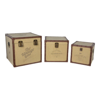 Kofferset, 3-fach, Größe: 42x42x40cm, Farbe: beige/braun   #