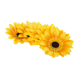 Sunflower blossoms, 8pcs./bag, artificial silk, Size:;Ø 12cm, Color:yellow