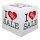 Cube "I love Sale"  - Material: all sides are printed cardboard - Color: red/white - Size: 22x22x22cm